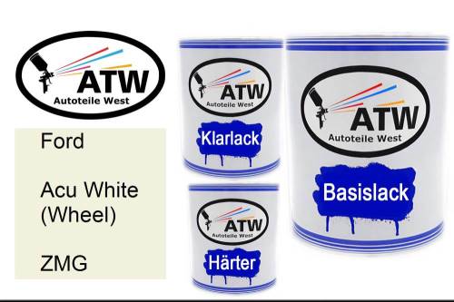 Ford, Acu White (Wheel), ZMG: 1L Lackdose + 1L Klarlack + 500ml Härter - Set, von ATW Autoteile West.